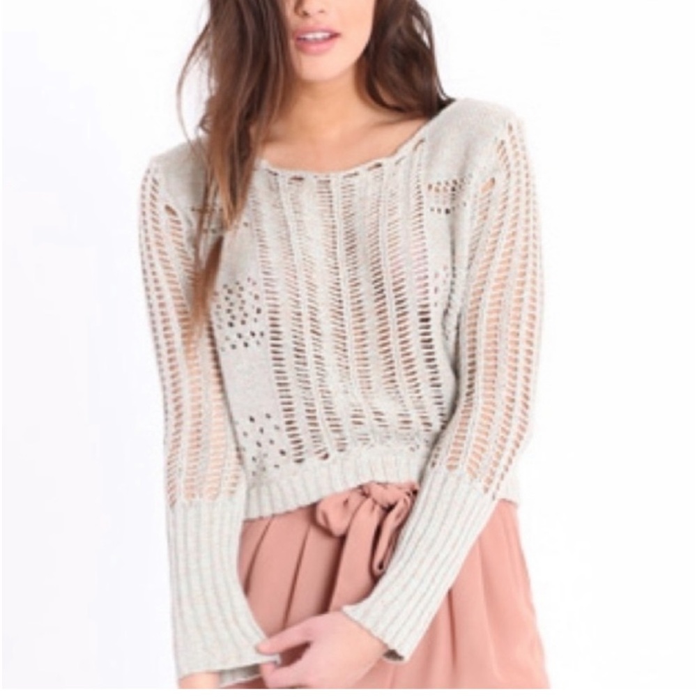 Free People Open Knit Crop Sweater 
-